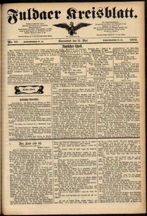 Erste Ausgabe vom Samstag, den 31. Mai 1902.