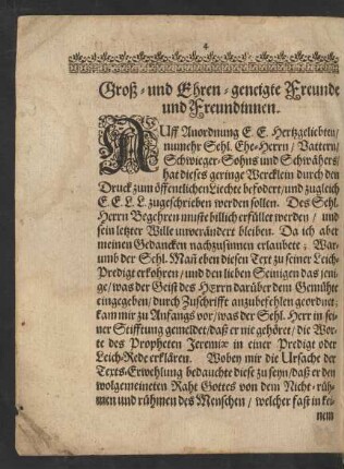 Groß-und Ehren- geneigte Freunde und Freundinnen.