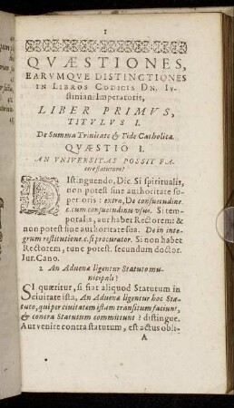 Quæstiones, Earumque Distinctiones In Libros codicis Dn. Iustiniani Imperatoris.