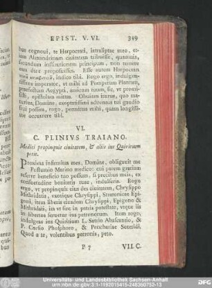 VI. C. Plinius Traiano. Medici propinquis civitatem, & aliis ius Quiritium petit.
