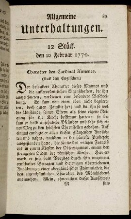 12 Stück. den 10 Februar 1770.