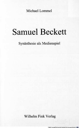 Samuel Beckett : Synästhesie als Medienspiel