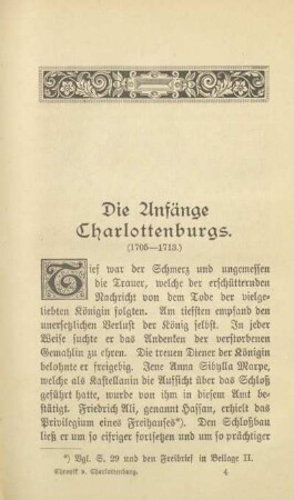 Die Anfänge Charlottenburgs (1705-1713)
