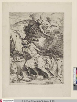 [St. Jérôme; St. Jerome in the wilderness with an angel; Der hl. Hieronymus mit Engel]