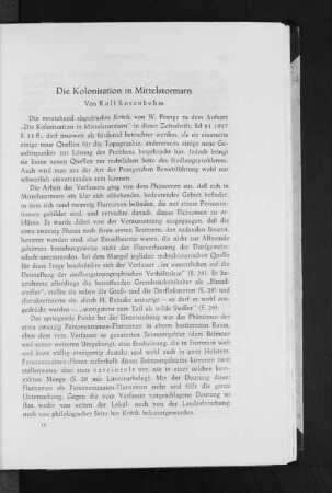 Die Kolonisation in Mittelstormarn