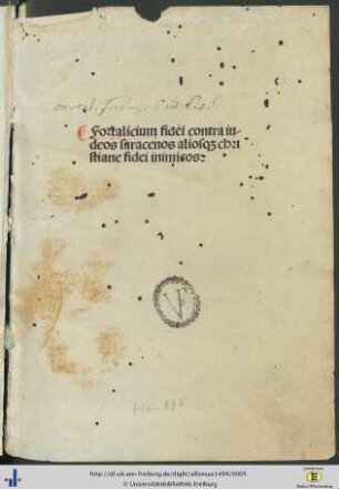 Besitzvermerk des Dominikanerklosters Freiburg.