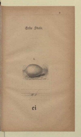 A. Erste Stufe [Kleine Anfangsbuschtaben. Lange Vokale, leichtere Konsonanten (a, Dauerlaute, b, weiche Stoßlaute)]