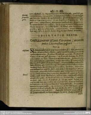 Observatio XXXVIII. Causae decimarum & juris Patronatus, an coram judice Laicontractari possint?