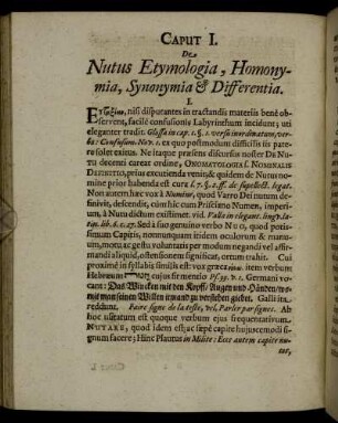Caput I. De Nutus Etymologia, Homonymia, Synonymia & Differentia.