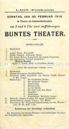 Programm eines bunten Theaterabends in Laon