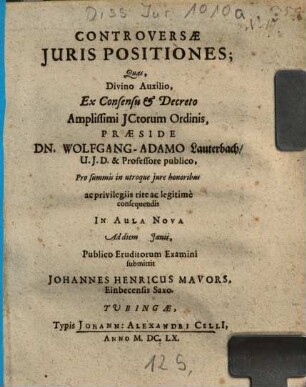 Controversae Juris Positiones