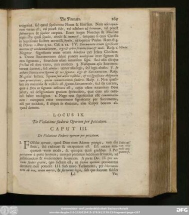 Caput III. De Violatione Foederis operum per peccatum.