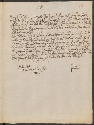 Brief von Pauline (Lippe, Fürstin) an Friedrich Simon Leopold Petri