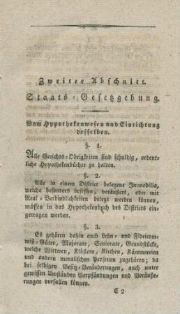 Zweiter Abschnitt. Staats-Gesetzgebung.