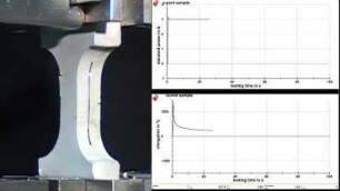 Creep Test on Elastomer: Elastomers show visco-elastic effects in the single-step creep test with prescibed stress