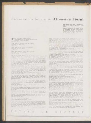 Evocación de la poetisa Alfonsina Storni
