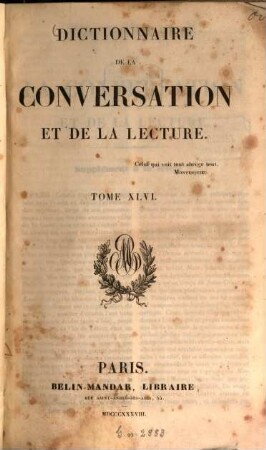 Dictionnaire de la conversation et de la lecture. 46, [Par - Res]