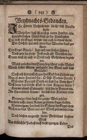 Weyhnachts- Gedancken. - Auf einem Kirch- Hoff.