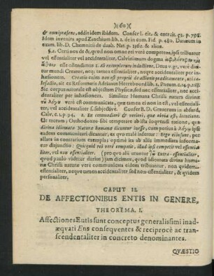 Caput II. De Affectionibus Entis In Genere.