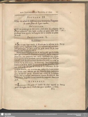 Section II. Usage du calcul des differences pour trouver les Tangentes de toutes fortes de lignes curbes