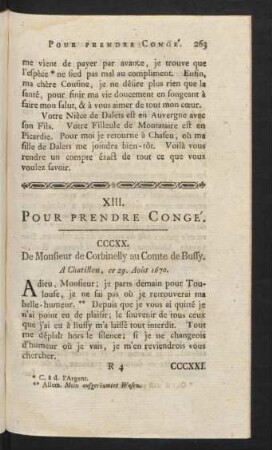 XIII. Pour Prendre Congé.