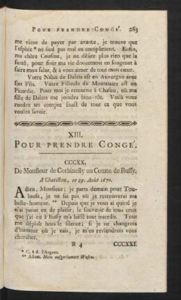 XIII. Pour Prendre Congé.