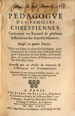 Le pedagogue des familles Chrestienes