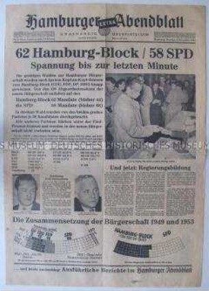 Extrablatt des "Hamburger Abendblattes" mit den Ergebnissen der Bürgerschaftswahl