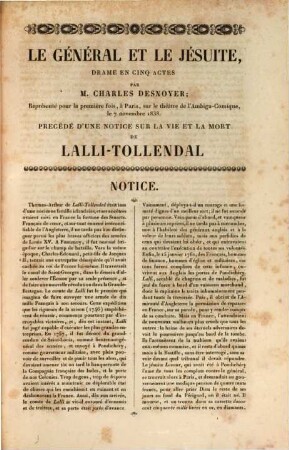 Le Général et le Jésuite : drame en cinq actes