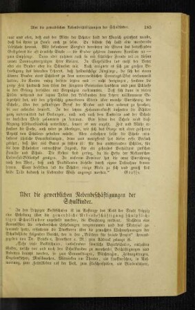 Über die gewerblichen Nebenbeschäftigungen der Schulkinder
