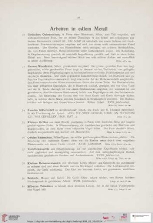 Arbeiten in edlem Metall (Nr. 72-90)