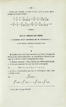 Sur la théorie des séries.