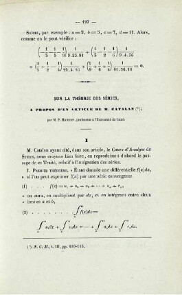 Sur la théorie des séries.