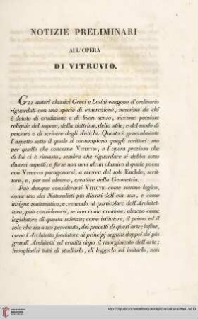 Notizie Preliminari all’opera di Vitruvio