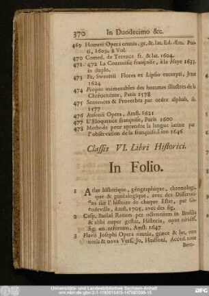 Classis VI. Libri Historici.