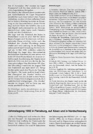 Jahrestagung 1992 in Flensburg, auf Alsen und in Nordschleswig