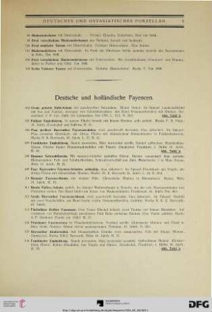 Deutsche und holländische Fayencen (Nr. 104-136)