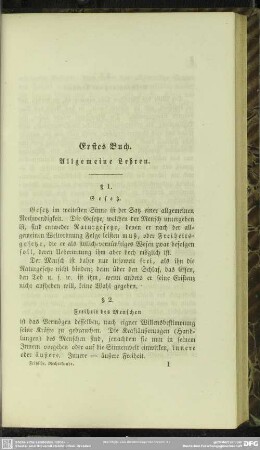 Erstes Buch. Allgemeine Lehren