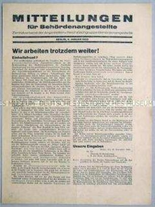 Mitteilungsblatt für Behördenangestellte u.a. zur gewerkschaftlichen Einheitsfront