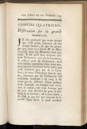 Chapitre quatrieme. Dissertation sur la grande manœuvre.