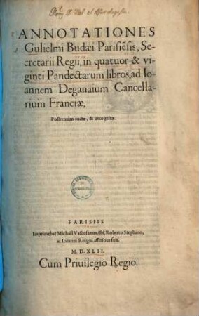 Annotationes in quatuor et viginti Pandectarum libros