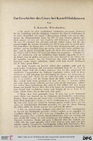 54: Zur Geschichte des Limes bei Kastell Holzhausen