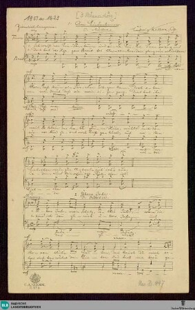 3 Lieder - Mus. Hs. 1147 : Coro maschile