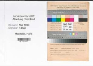 Entnazifizierung Hans Haendler, geb. 15.09.1906 (Geschäftsinhaber)