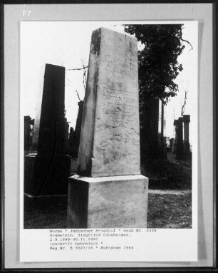 Grabstein von Siegfried Sinsheimer (gestorben 1890.11.30)