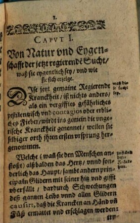 Kurtzer und nothwendiger Underricht. Wie sich ein jeder, gering verständiger bey jetz schwebenden gifftigen Pestilentzischen Fiebern oder Ungerischen Kranckheit, so woln zu derer verhütung, als bedurfftiger Curation erzeigen und verhalten solle