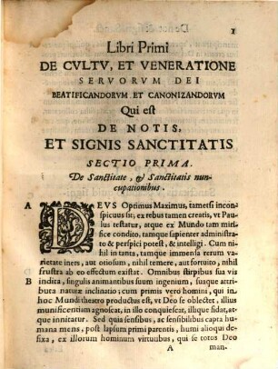 De Cultu, Et Veneratione Servorum Dei. 1, Qui est de notis et signis sanctitatis beatificandorum et canonizandorum