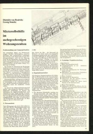 Mieterselbsthilfe im mehrgeschossigen Wohnungsneubau
