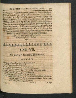 Cap. VII. De Iure & Solutione Usurarum.