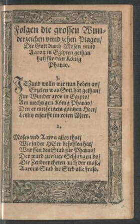 Folgen die grossen Wunderzeichen unnd zehen Plagen ...